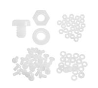 sourcing map 25 Set M5x6mm Nylon PA66 Plastic Cross Round Head Screw Phillips Bolts Hex Nuts Flat Washers Assortment Kit, Metric Full Thread Bolt Fasteners for DIY Machine Assembly, White
