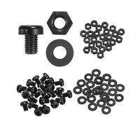 sourcing map 25 Set M5x6mm Nylon PA66 Plastic Cross Round Head Screw Phillips Bolts Hex Nuts Flat Washers Assortment Kit, Metric Full Thread Bolt Fasteners for DIY Machine Assembly, Black