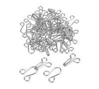 sourcing map 25 Sets Sewing Hooks and Eyes Closure Set, Copper Metal Rust Proof 29mmx11.5mm Large Silver Tone Bra Hooks Replacement for Trouser Skirt Dress Pants