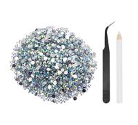 sourcing map 2500pcs Flatback Rhinestones Resin, SS20 5mm Resin Rhinestones Bulk Round Shine Gems with Pickup Tools for DIY Nail Art Tumblers Mugs Clothes, AB