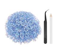 sourcing map 2500pcs Flatback Rhinestones Resin, SS20 5mm Resin Rhinestones Bulk Round Shine Gems with Pickup Tools for DIY Nail Art Tumblers Mugs Clothes, Light Blue