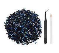 sourcing map 2500pcs Flatback Rhinestones Resin, SS20 5mm Resin Rhinestones Bulk Round Shine Gems with Pickup Tools for DIY Nail Art Tumblers Mugs Clothes, Black Blue AB
