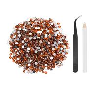 sourcing map 2500pcs Flatback Rhinestones Resin, SS20 5mm Resin Rhinestones Bulk Round Shine Gems with Pickup Tools for DIY Nail Art Tumblers Mugs Clothes, Amber