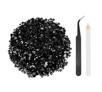 sourcing map 2500pcs Flatback Rhinestones Resin, SS20 5mm Resin Rhinestones Bulk Round Shine Gems with Pickup Tools for DIY Nail Art Tumblers Mugs Clothes, Black