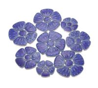 sourcing map 250g/0.55 lbs Flower Ceramics Mosaic Tiles, 3.5-6 cm Bulk Stained Ceramic Mosaic Pieces Stones Mosaic Kits for DIY Art Crafts, Handmade Art Craft Projects Home Decor, Dark Blue