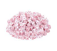 sourcing map 250Pcs Mini Dice, 8mm/0.31" Acrylic Tiny Six Side Game Dot Square Dice Bulk for Table Board Game Party Activities, White/Red