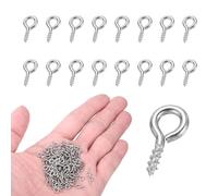 sourcing map 250Pcs Screw Hooks Eyes, M1.2x10mm 304 Stainless Steel Small Eye Bolts Screw, Self Tapping Eye Bolts Closed-End for DIY Handwork Wooden Clay Pendants Cork Bottles, Silver Tone