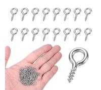 sourcing map 250Pcs Screw Hooks Eyes, M1x8mm 304 Stainless Steel Small Eye Bolts Screw, Self Tapping Eye Bolts Closed-End for DIY Handwork Wooden Clay Pendants Cork Bottles, Silver Tone