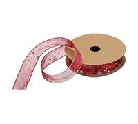 sourcing map 25mm 20 Yard(18m) Star Organza Sheer Ribbon Sparkly Snow Yarn Ribbon Burgundy Red for Gift Wrapping Cake Box Bow Wedding Bouquet Christmas