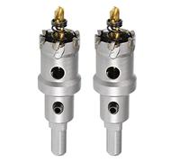 sourcing map 25mm Carbide Hole Cutter, Hole Saws for Stainless Steel Sheet Metal, Non-Slip Triangular Shank Limit Step, with Titanium Coated Center Drill, 2pcs