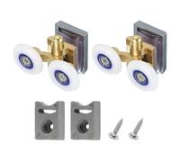 sourcing map 25mm Shower Door Rollers, Sliding Shower Doors Wheels 304 Stainless Steel Bottom Wheels with Anti-Collision Block & Screws for Glass Doors 6mm Copper 2 Pcs
