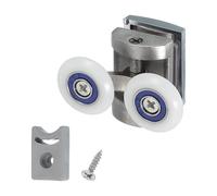 sourcing map 25mm Shower Door Rollers, Sliding Shower Doors Wheels 304 Stainless Steel Top Wheels with Anti-Collision Block & Screws for Glass Doors 6mm Silver
