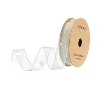 sourcing map 25mm Wide Star Organza Sheer Wired Ribbon Sparkly Chiffon Ribbon 18m Cream White for Gift Wrapping Bow Wedding Bouquet Christmas