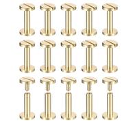 sourcing map 25Pack Brass Chicago Screws, 15x10mm Flat Head Screw Back Binding Post Nail Stud Rivets for DIY Leather Craft Belt Strap, Brass Tone