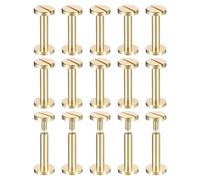 sourcing map 25Pack Brass Chicago Screws, 18x10mm Flat Head Screw Back Binding Post Nail Stud Rivets for DIY Leather Craft Belt Strap, Gold