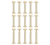 sourcing map 25Pack Brass Chicago Screws, 25x8mm Flat Head Screw Back Binding Post Nail Stud Rivets for DIY Leather Craft Belt Strap, Brass Tone