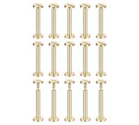 sourcing map 25Pack Brass Chicago Screws, 30x10mm Flat Head Screw Back Binding Post Nail Stud Rivets for DIY Leather Craft Belt Strap, Gold