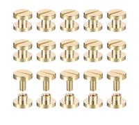 sourcing map 25Pack Brass Chicago Screws, 3x8mm Flat Head Screw Back Binding Post Nail Stud Rivets for DIY Leather Craft Belt Strap, Brass Tone