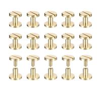 sourcing map 25Pack Brass Chicago Screws, 4x10mm Flat Head Screw Back Binding Post Nail Stud Rivets for DIY Leather Craft Belt Strap, Gold