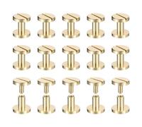 sourcing map 25Pack Brass Chicago Screws, 7x10mm Flat Head Screw Back Binding Post Nail Stud Rivets for DIY Leather Craft Belt Strap, Brass Tone