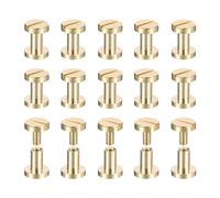 sourcing map 25Pack Brass Chicago Screws, 7x8mm Flat Head Screw Back Binding Post Nail Stud Rivets for DIY Leather Craft Belt Strap, Brass Tone