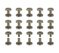sourcing map 25Pack Brass Chicago Screws, 8x10mm Flat Head Screw Back Binding Post Nail Stud Rivets for DIY Leather Craft Belt Strap, Bronze