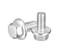sourcing map 25Pcs 1/4-20 x 1/2" Flanged Hex Head Bolts, 304 Stainless Steel Flange Hexagon Screws, Flange Hex Drive Screws 5.8 Grade for Machinery Industry Home Appliances, Silver