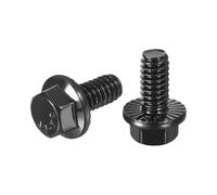 sourcing map 25Pcs 1/4-20 x 1/2" Flanged Hex Head Bolts, 304 Stainless Steel Flange Hexagon Screws, Flange Hex Drive Screws 5.8 Grade for Machinery Industry Home Appliances, Black