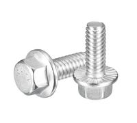 sourcing map 25Pcs 1/4-20 x 5/8" Flanged Hex Head Bolts, 304 Stainless Steel Flange Hexagon Screws, Flange Hex Drive Screws 5.8 Grade for Machinery Industry Home Appliances, Silver