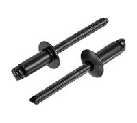 sourcing map 25Pcs 1/4"x1/2" 304 Stainless Steel Dome-Head Blind Rivets, Open-End Type Blind Rivets for DIY, Sheet Metal, Automotive Repairs, Furniture, Boat, and Duct Work (Black)