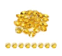 sourcing map 25Pcs 1 Hole Crystal Octagon Beads, 14mm K9 Glass Hanging Chandelier Beads Prisms Parts for Crystal Chandeliers Lamp Hanging Pendant Jewelry DIY Craft, Yellow