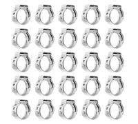 sourcing map 25Pcs 10.2-12.3mm Single Ear Hose Clamps 304 Stainless Steel Polished Stepless Hose Clamp for Automobile Pipe Connections Home Appliance Wiring and Pipes, Silver