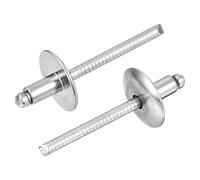 sourcing map 25Pcs 3/16"x5/16" 304 Stainless Steel Large Flange Round Head Rivets, Large Cap Open End Blind Rivets for Construction, Automotive Manufacturing, Aerospace, Shipbuilding (Silver)