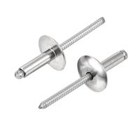 sourcing map 25Pcs 3/16"x5/8" 304 Stainless Steel Large Flange Round Head Rivets, Large Cap Open End Blind Rivets for Construction, Automotive Manufacturing, Aerospace, Shipbuilding (Silver)