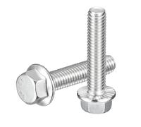 sourcing map 25Pcs 3/8-16 x 1-3/4" Flanged Hex Head Bolts, 304 Stainless Steel Flange Hexagon Screws, Flange Hex Drive Screws 5.8 Grade for Machinery Industry Home Appliances, Silver