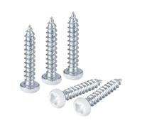 sourcing map 25Pcs #3 x 5/8"White Pan Head Self Tapping Screws Carbon Steel Phillips Wood Screws for Woodworking, Silver Blue