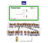 sourcing map 25Pcs 5/16"-18x1" Threaded Inserts Nuts, Zinc Alloy Hex Socket Drive Screw-in Nut Threaded Inserts with 1Pcs Hex Wrench, Wood Inserts Bolt Assortment Kit for Wood Furniture
