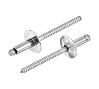 sourcing map 25Pcs 5/32"x3/8" 304 Stainless Steel Large Flange Round Head Rivets, Large Cap Open End Blind Rivets for Construction, Automotive Manufacturing, Aerospace, Shipbuilding (Silver)