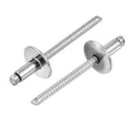 sourcing map 25Pcs 5/32"x5/16" 304 Stainless Steel Large Flange Round Head Rivets, Large Cap Open End Blind Rivets for Construction, Automotive Manufacturing, Aerospace, Shipbuilding (Silver)