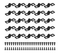 sourcing map 25Pcs 5mm(3/16") Two Hole Pipe Strap, Rigid U Brackets Conduit Clamp Heavy Duty Carbon Steel Pipe Strap Clip with Self-Tapping Screws for Fixing Tube Cable Wire Cord, Black