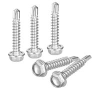 sourcing map 25Pcs #8 x 1" Self Drilling Screws, 410 Stainless Steel Self Tapping Screws for Metal, Hex Washer Head Sheet Metal
