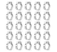 sourcing map 25Pcs 9-10.3mm Single Ear Hose Clamps 304 Stainless Steel Polished Stepless Hose Clamp for Automobile Pipe Connections Home Appliance Wiring and Pipes, Silver