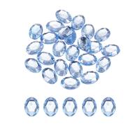 sourcing map 25Pcs Acrylic Oval Gems 18x25 mm Flat Back Artificial Rhinestones for DIY Crafts Bead Wedding Party Face Painting Jewelry Making Light Blue