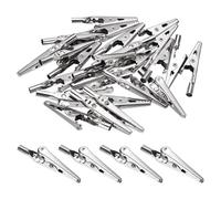 sourcing map 25pcs Alligator Clips 35mm Steel Electrical Test Spring Clamps Crocodile Clamps with Single-Hands for Multimeter Laboratory Electric Battery Testing Cable Lead Clip, Silver