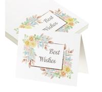 sourcing map 25Pcs Best Wishes Cards, 3.7"x5.5" Floral Folded Blank Cardstock, Thank You Notes for Greeting Cards Wedding Graduation Birthday DIY Craft Invitations, Yellow Rose Style