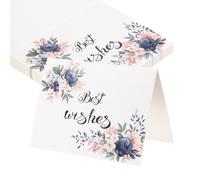 sourcing map 25Pcs Best Wishes Cards, 3.7"x5.5" Floral Folded Blank Cardstock, Thank You Notes for Greeting Cards Wedding Graduation Birthday DIY Craft Invitations, Blue Rose Style