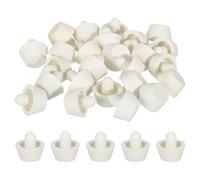 sourcing map 25Pcs Boat Shape Glass Top Table Bumpers with Stem, Soft Rubber Grippers Anti Slip Pads for 6mm Hole, Table Spacers Furniture Cabinet Pads Foot End Caps Covers Protectors, White