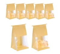 sourcing map 25Pcs Bread Bags for Homemade Bread, 6.3x5.1x10.2 Inches Kraft Bakery Bags with Iron Tie Tab Lock Loaf Gift Bags with Baked Foods Packaging, Brown