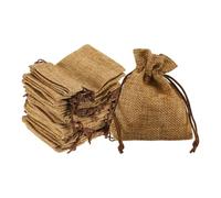 sourcing map 25Pcs Burlap Gift Bags with Drawstring 3" x 4" Linen Sacks Jewelry Gift Pouches for Wedding Birthday Party Christmas Favors DIY Craft, Coffee