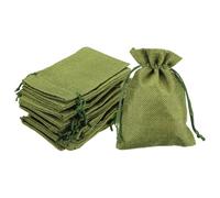 sourcing map 25Pcs Burlap Gift Bags with Drawstring 4" x 5.5" Linen Sacks Jewelry Gift Pouches for Wedding Birthday Party Christmas Favors DIY Craft, Green